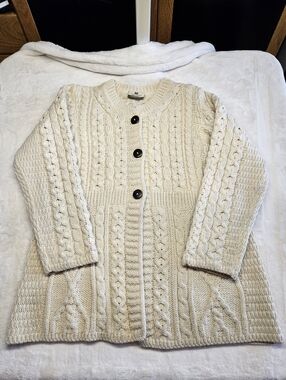 Carraig Donn 100% Irish Merino Wool A-Line Cardigan Sweater Sz M